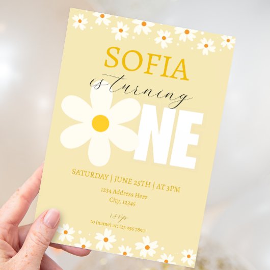 Daisy Blume Einladung zum ersten Geburtstag
