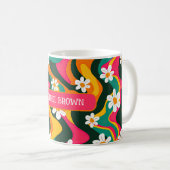 Daisy Blume Farbiges Retro-Muster mit Namen Kaffeetasse (VorderseiteRechts)