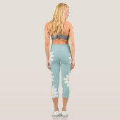 Daisy Blume Floral Pattern Girly Regenbogenpadel Capri Leggings (Rückseite)