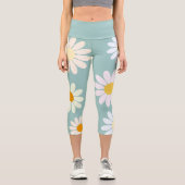 Daisy Blume Floral Pattern Girly Regenbogenpadel Capri Leggings (Vorderseite)