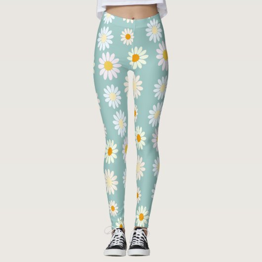 Daisy Blume Floral Pattern Girly Regenbogenpadel Leggings (Vorderseite)