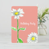 Daisy Blume Geburtstagsparty Einladung Orange (Stehend Vorderseite)