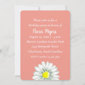 Daisy Blume Geburtstagsparty Einladung Orange (Rückseite)