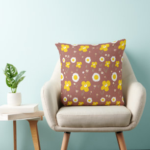Daisy Blume Gelbbraun Kissen