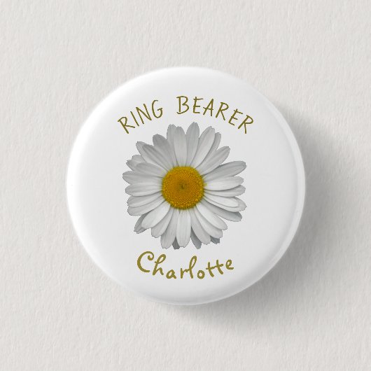 Daisy Blume Gold Name Ring Bearer Button (Vorderseite)