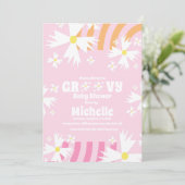 Daisy Blume Groovy Babydusche Pink Orange I Karte (Stehend Vorderseite)