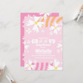 Daisy Blume Groovy Babydusche Pink Orange I Karte (Vorderseite/Rückseite Beispiel)