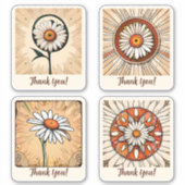 Daisy Blume Groovy Retro Personalisiert Aufkleber (Vorderseite)
