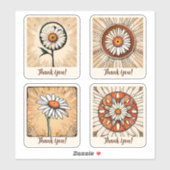 Daisy Blume Groovy Retro Personalisiert Aufkleber (Blatt)