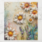 Daisy Blume Hübsche Wildblumen Blumenstrauß Art Weinetikett (Einzelnes Label)