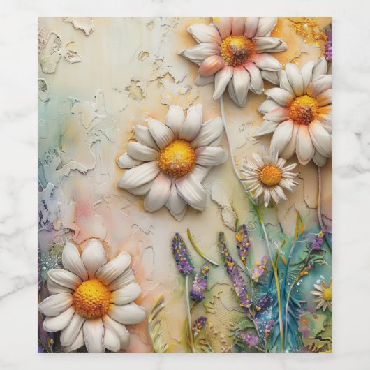 Daisy Blume Hübsche Wildblumen Blumenstrauß Art Weinetikett (Einzelnes Label)