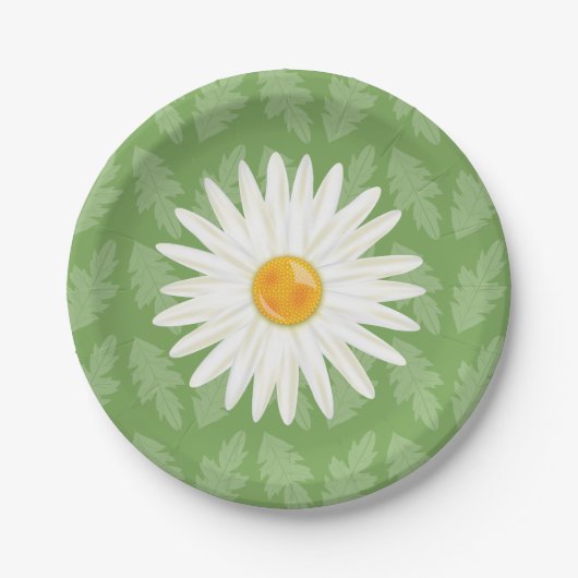 Daisy Blume Illustration auf grünem Hintergrund Pappteller (Vorderseite)