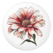 Daisy-Blume in Rot-Weiß Keramikknauf (Vorderseite)