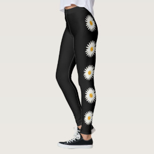 Daisy-Blume in schwarzer Hintergrundfarbe Leggings