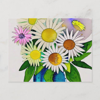 Daisy-Blume in Vase Postkarte