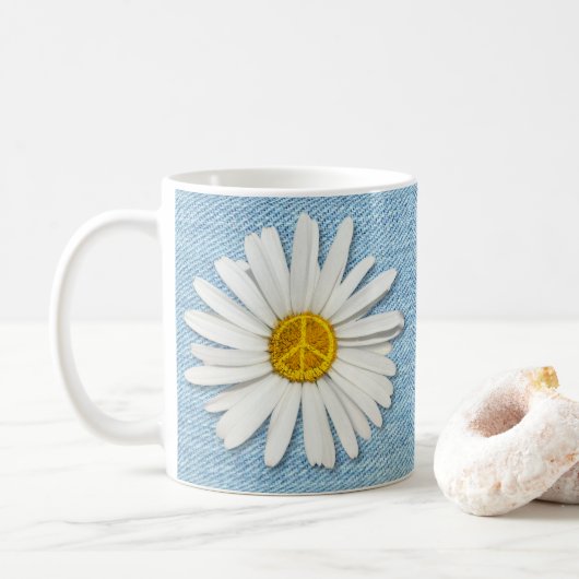 Daisy Blume Inner Peace Symbol Sign - bleier Denim Kaffeetasse (Mit Donut)