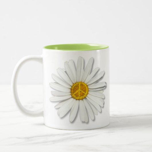 Daisy Blume Inner Peace Symbol Sign - Blumenschrif Zweifarbige Tasse (Links)
