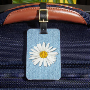 Daisy Blume Inner Peace Symbol Sign Pale Denim Lu Gepäckanhänger