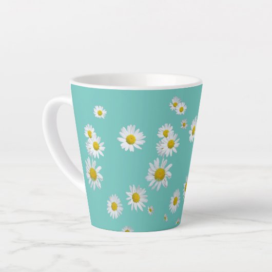 Daisy Blume Kruste. BC Turqoise Latte Tasse (Linke Ecke)