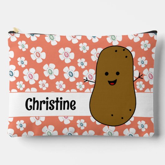 Daisy Blume Lachs Pink Brown Potato Custom Zubehörtasche (Vorderseite)