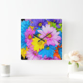 Daisy Blume Mix Clock Quadratische Wanduhr (Zuhause)