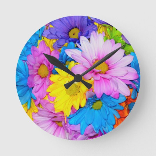 Daisy Blume Mix Clock Runde Wanduhr (Vorderseite)