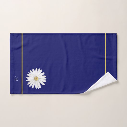 Daisy Blume & Monogram auf Navy Blue Badhandtuch Set (Handtuch)