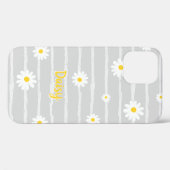 Daisy Blume Muster Grau Streifen Personalisiert Case-Mate iPhone Hülle (Rückseite (Horizontal))