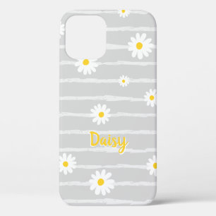 Daisy Blume Muster Grau Streifen Personalisiert Case-Mate iPhone Hülle