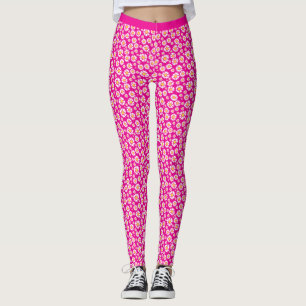 Daisy-Blume-Muster im trendy-Hot-Pink-Hintergrund Leggings