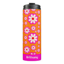 Daisy Blume Muster Pink & Orange 70er Retro Name