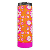 Daisy Blume Muster Pink & Orange 70er Retro Name Thermosbecher (Rückseite)