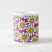 Daisy-Blume Muster rosa Gelb Jumbo-Tasse (Vorderseite)