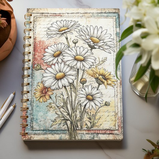 Daisy Blume Niedliches Vintages Muster Notizblock