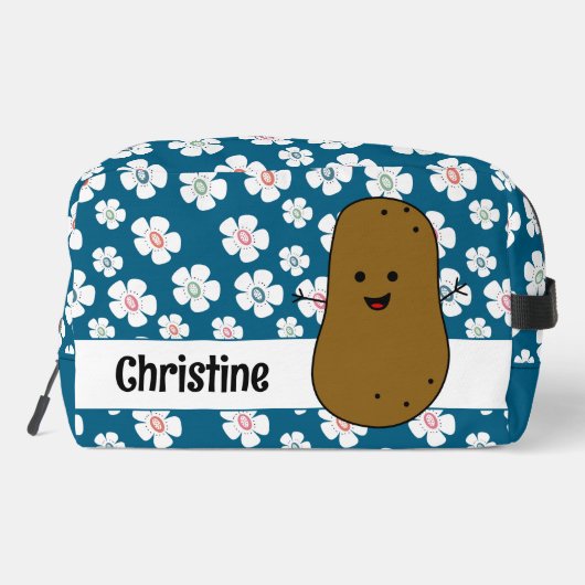 Daisy Blume Ocean Blue Brown Potato Custom Waschbeutel (Rückseite)