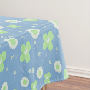Daisy Blume pastellgrün auf Pastellblau Tischdecke