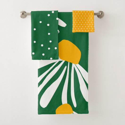 Daisy Blume Pattern Green Yellow Bold Badhandtuch Set (Insitu)