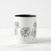 Daisy Blume Pen und Tinte Gezeichnet Schwarz Tasse (Zentrum)