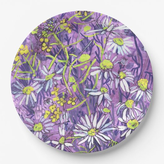 Daisy Blume Polka Dot Sommer Blume Blumenmuseum Pappteller (Vorderseite)