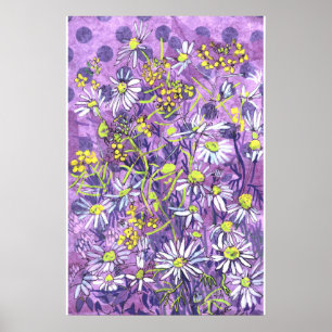 Daisy Blume Polka Dot Sommer Blume Blumenmuseum Poster