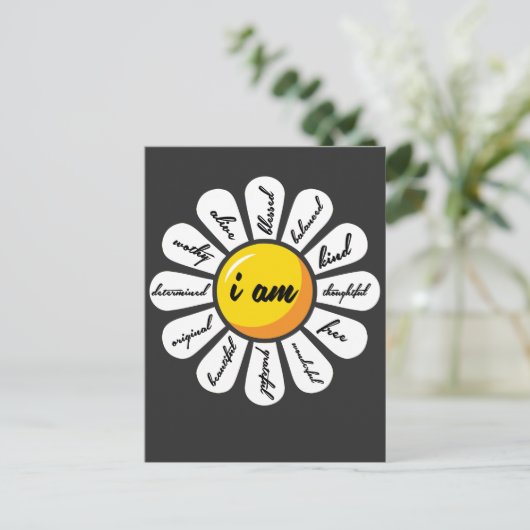 Daisy - Blume Positive Affirmation Postkarte (Stehend Vorderseite)