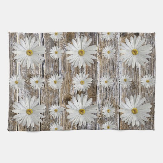 Daisy Blume, Rustikales Barnboard Küchenhandtücher Geschirrtuch (Horizontal)