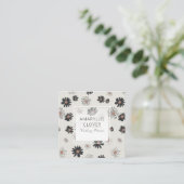 Daisy Blume Schwarz Rosa Blumenmuster Quadratische Visitenkarte (Stehend Vorderseite)