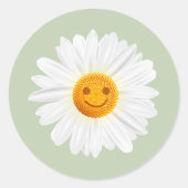 Daisy Blume Smiley Runder Aufkleber (Vorderseite)