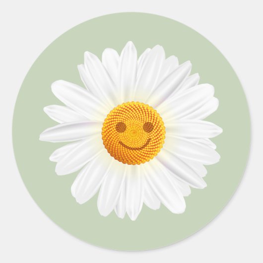Daisy Blume Smiley Runder Aufkleber (Vorderseite)