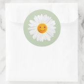 Daisy Blume Smiley Runder Aufkleber (Tasche)