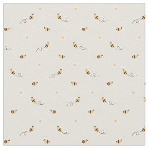 Daisy-Blume und Honigbienen Stoff