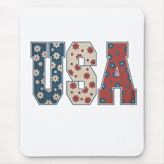 Daisy Blume USA Flag 4. Juli Patriotic Mousepad (Vorne)