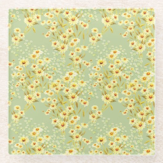 Daisy Blume: Wasserfarbenfroh, nahtlos. Glasuntersetzer (Vorderseite)