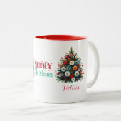 Daisy Blume Weihnachtsbaum Frohe Weihnachtsnamen Zweifarbige Tasse (VorderseiteRechts)